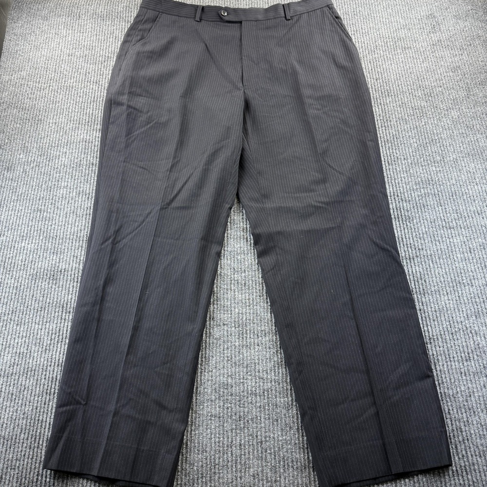 Axcess Pants Mens 35x30‎ Gray Pinstripe Wool Dress Suit Trousers Flat Front